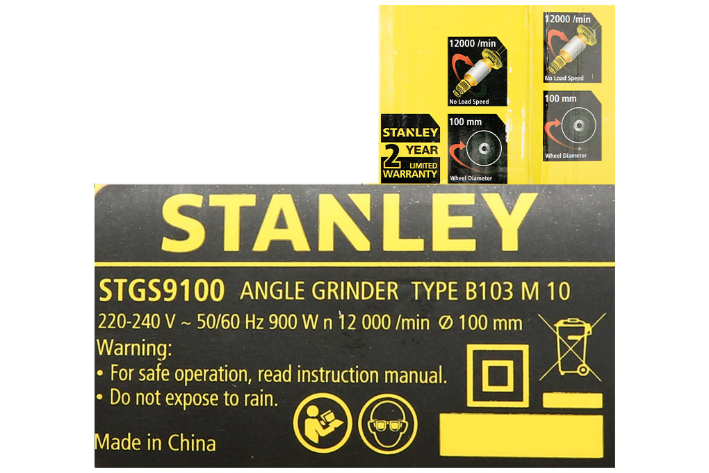 Máy mài góc Stanley STGS9100-B1 900W Màu Đen - Vàng