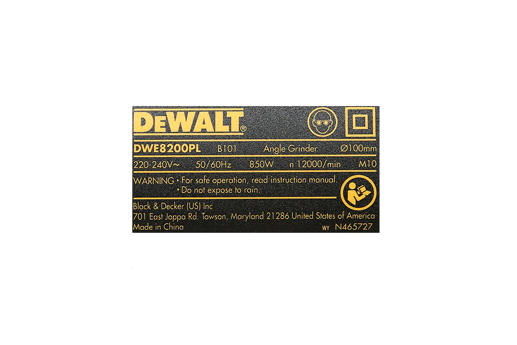 Máy mài góc Dewalt DWE8200PL-B1 850W Màu Đen - Vàng
