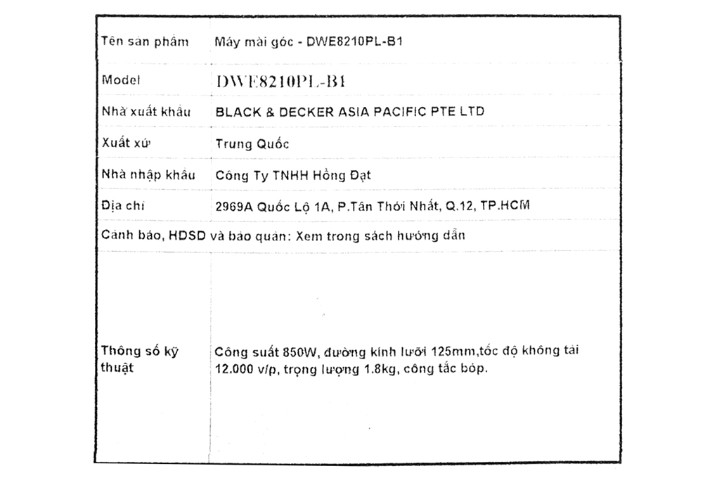 Máy mài góc Dewalt DWE8210PL-B1 850W Màu Đen - Vàng