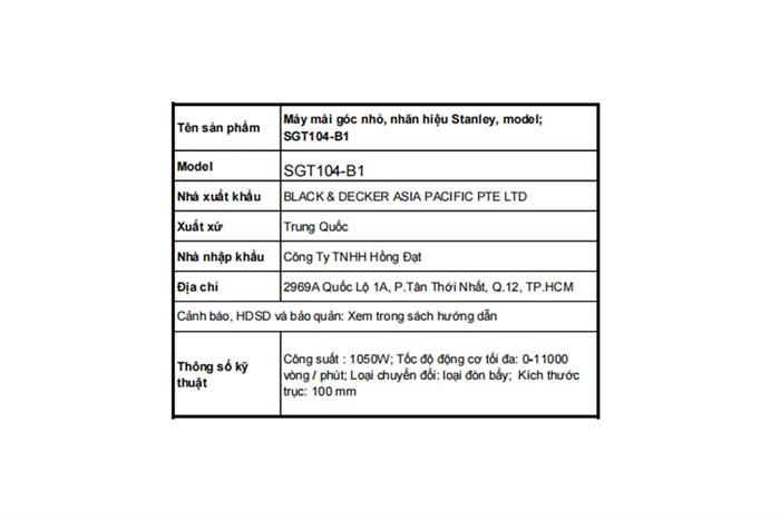 Máy mài góc Stanley SGT104-B1 1050W