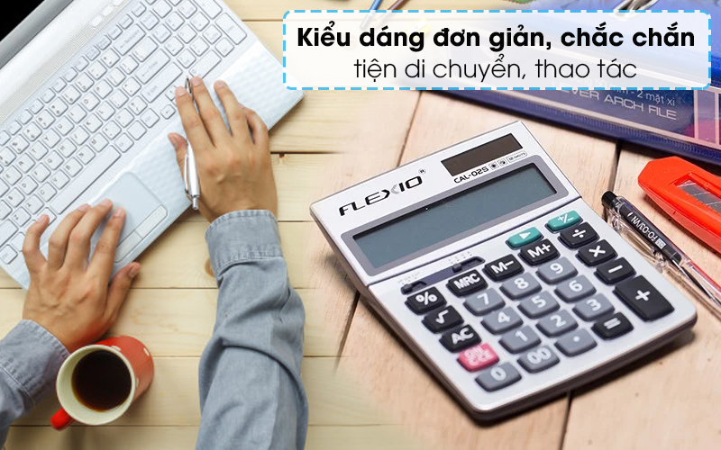 Máy tính cầm tay Flexio CAL-02S Xanh Navy - Kiểu dáng đơn giản, bề mặt kim loại bóng đẹp Máy tính cầm tay Flexio CAL-02S Xanh Navy - Kiểu dáng đơn giản, bề mặt kim loại bóng đẹp