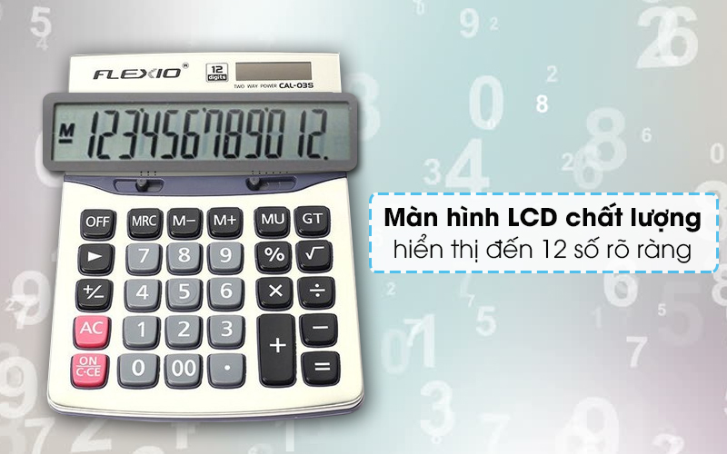 Máy tính cầm tay Flexio CAL-03S Xanh Navy - Nắm bắt các con số dễ dàng qua màn hình LCD chất lượng Máy tính cầm tay Flexio CAL-03S Xanh Navy - Nắm bắt các con số dễ dàng qua màn hình LCD chất lượng