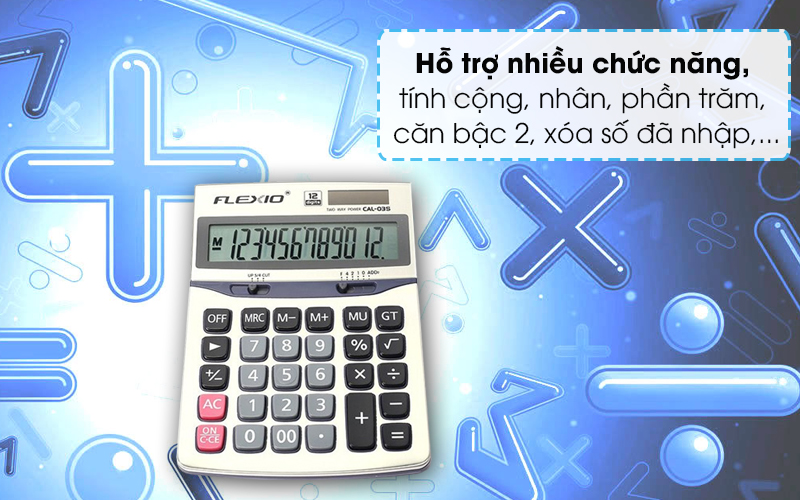 Máy tính cầm tay Flexio CAL-03S Xanh Navy - Thỏa mãn mọi nhu cầu tính toán cơ bản Máy tính cầm tay Flexio CAL-03S Xanh Navy - Thỏa mãn mọi nhu cầu tính toán cơ bản
