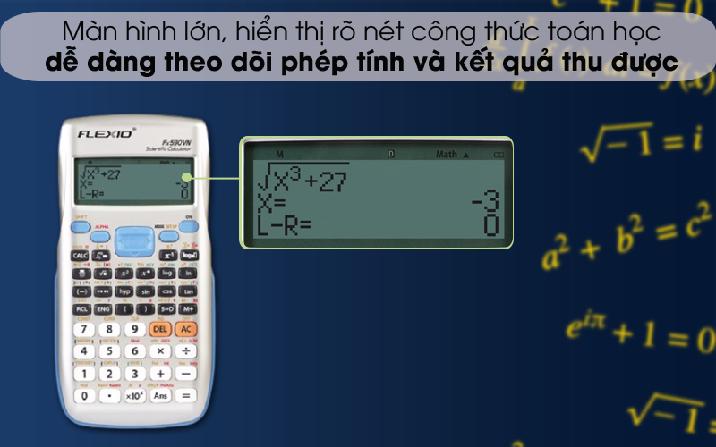 Màn hình rõ nét - Máy tính khoa học Flexio FX590VN Xanh Thiên Thanh