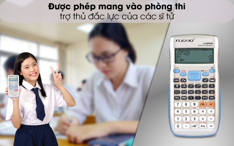 Dùng được trong phòng thi - Máy tính khoa học Flexio FX590VN Xanh Thiên Thanh