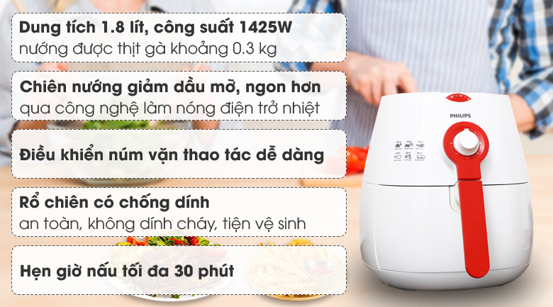 Nồi chiên không dầu Philips HD9217 1.8 lít
