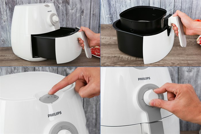 Nồi chiên không dầu Philips HD9216 4.5 lít Màu Trắng - Xám