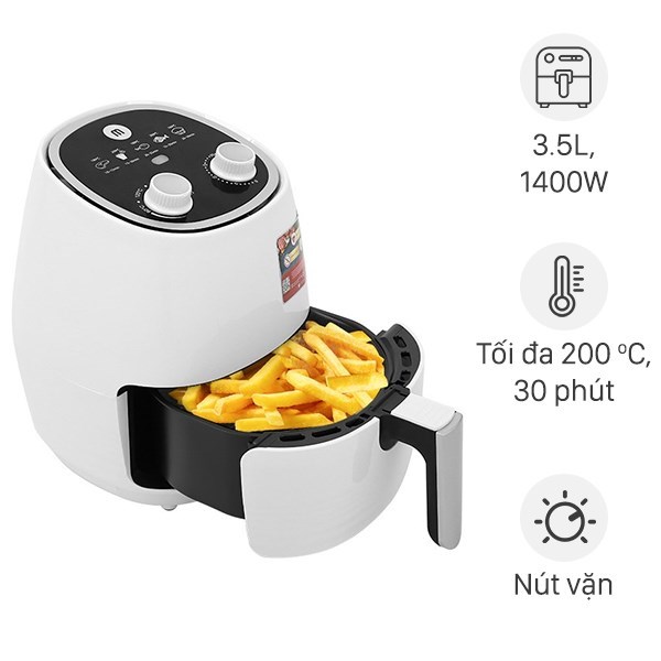 Nồi chiên không dầu Mishio MK-155 3.5 lít Trắng