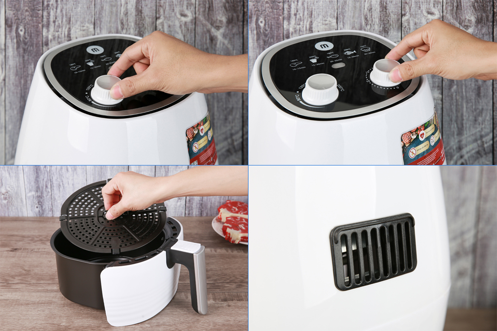 Nồi chiên không dầu Mishio MK-155 3.5 lít Trắng Màu Trắng