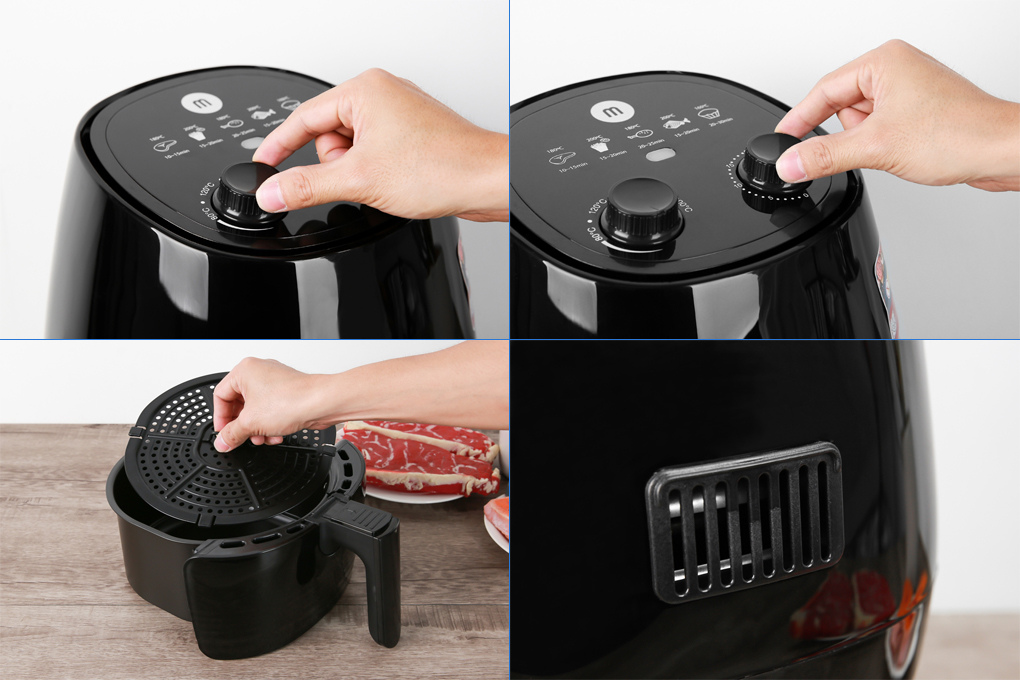 Nồi chiên không dầu Mishio MK-155 3 lít Đen Màu Đen