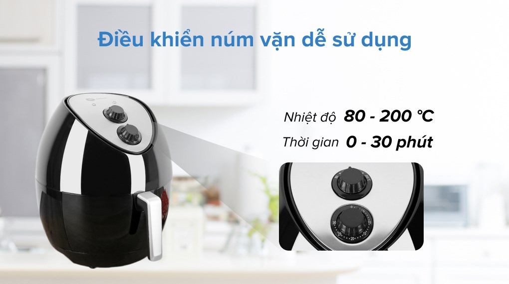 Nồi chiên không dầu Mishio MK-41 4.4 lít Đen