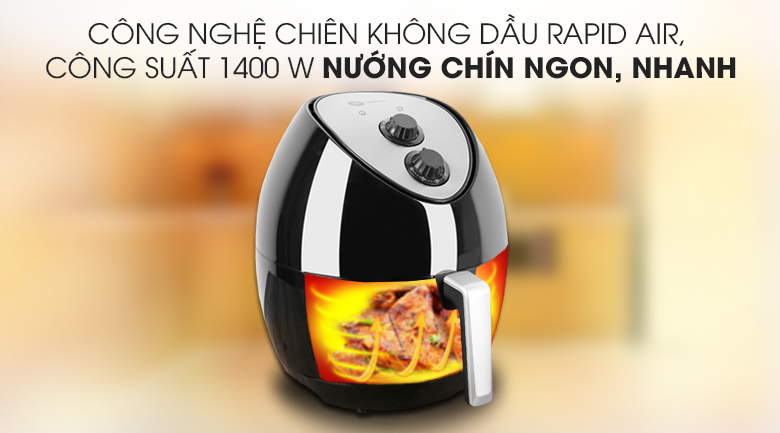 Nồi chiên không dầu Mishio MK-41 4.4 lít Đen - 4