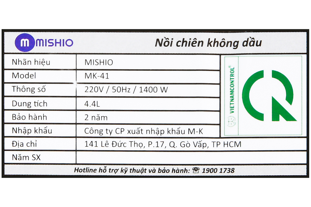 Nồi chiên không dầu Mishio MK-41 4.4 lít Đen - 10