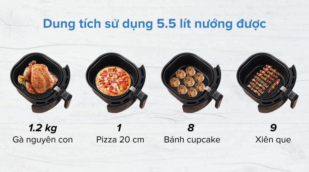 Nồi chiên không dầu Mishio MK-141 5.5 lít Đen
