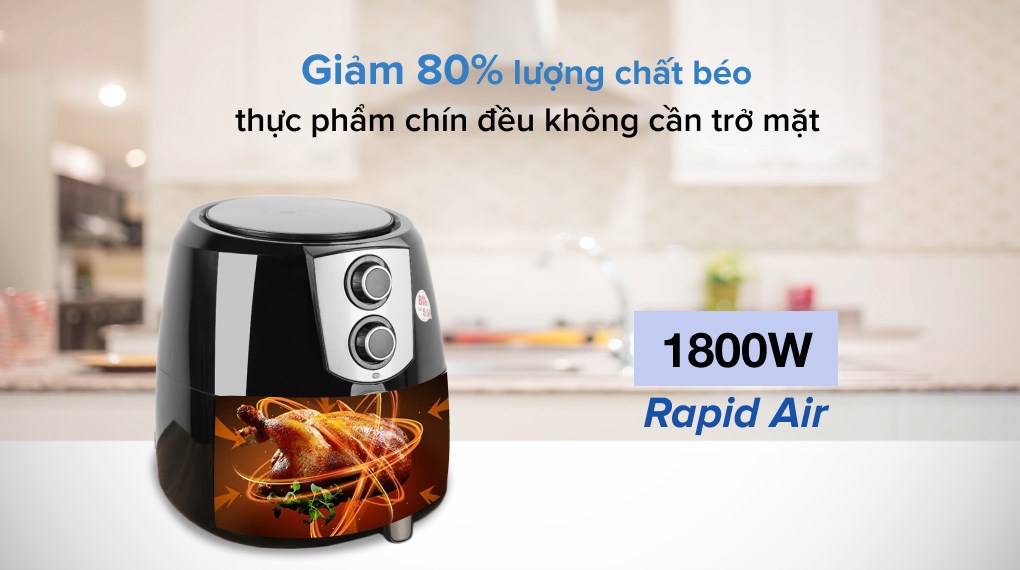 Nồi chiên không dầu Mishio MK-141 5.5 lít Đen