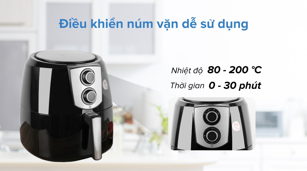 Nồi chiên không dầu Mishio MK-141 5.5 lít Đen