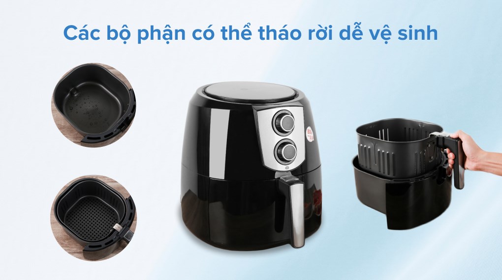 Nồi chiên không dầu Mishio MK-141 5.5 lít Đen