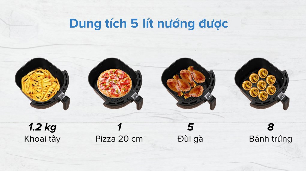 Nồi chiên không dầu Mishio MK-165 5 lít Đen