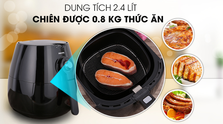 Dung tích 2.4 lít - Nồi chiên không dầu Philips HD9218