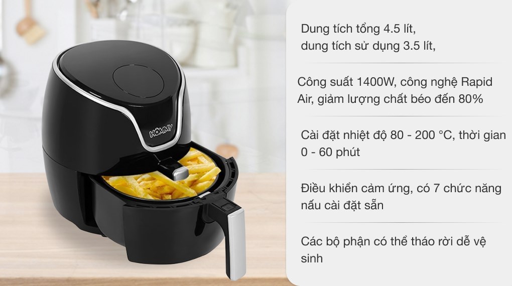 Nồi chiên không dầu Hommy AF20535D Đen 3.5 lít - 6