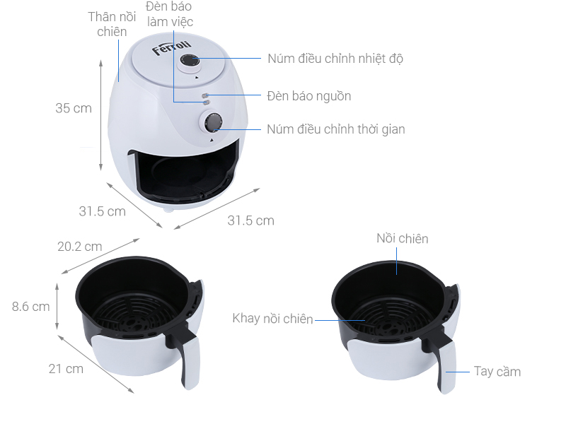 Nồi chiên không dầu Ferroli FAF-4.0M2 4 lít
