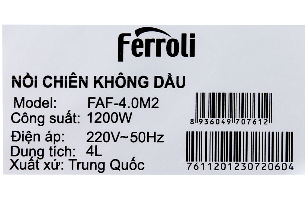 Nồi chiên không dầu Ferroli FAF-4.0M2 4 lít - 12