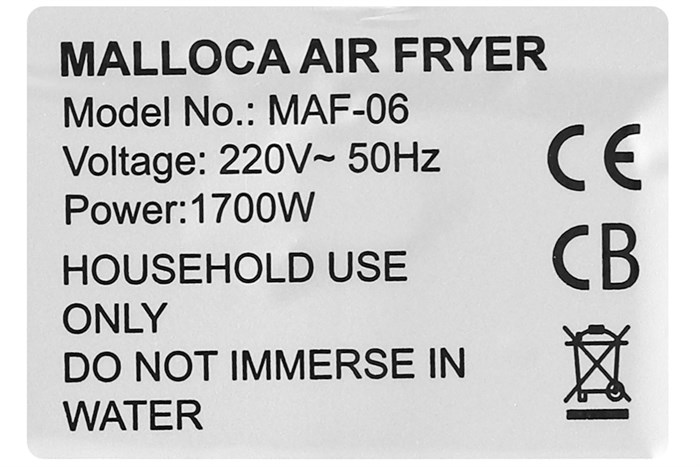 Nồi chiên không dầu Malloca MAF-06 6 lít Màu Bạc