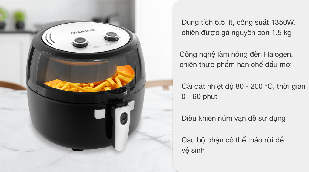 Nồi chiên không dầu Rapido RAF6.5M 6.5 lít