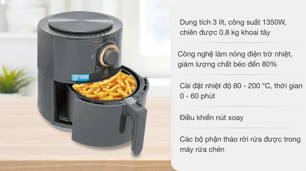 Nồi chiên không dầu Electrolux E6AF1-220K 3 lít