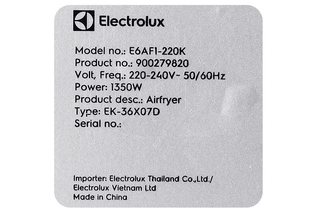 Siêu thị nồi chiên không dầu Electrolux E6AF1-220K 3 lít