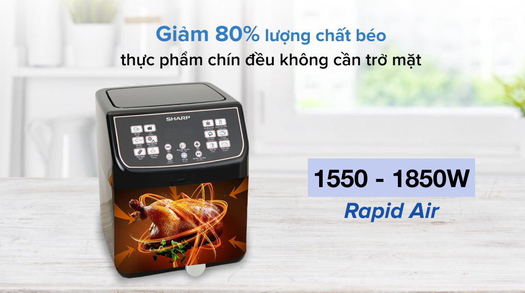 Nồi chiên không dầu Sharp KF-AF55EV-BK 5.2 lít