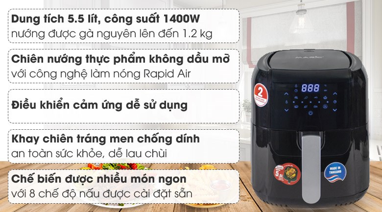 Nồi chiên không dầu Magic Eco 5.5 lít AC-102 - 8