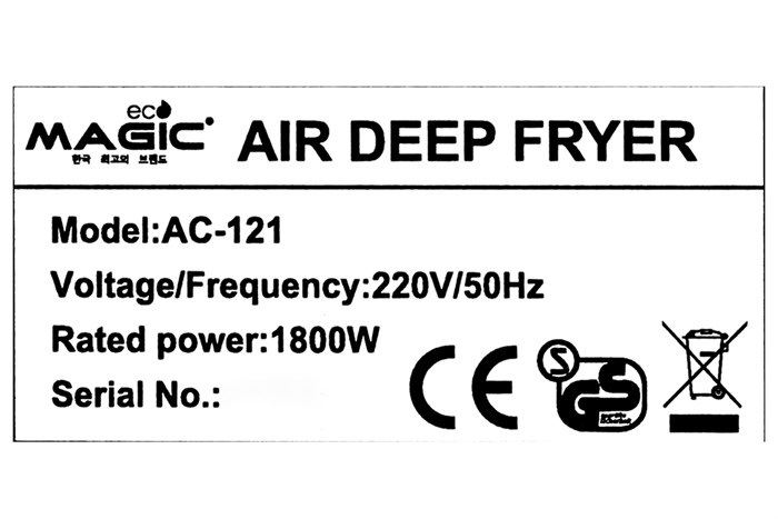 Nồi chiên không dầu Magic Eco AC-121 7 lít Màu Đen