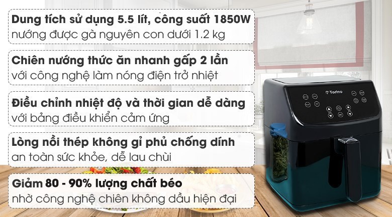 Nồi chiên không dầu Torino TF-JW55A 5.5 lít