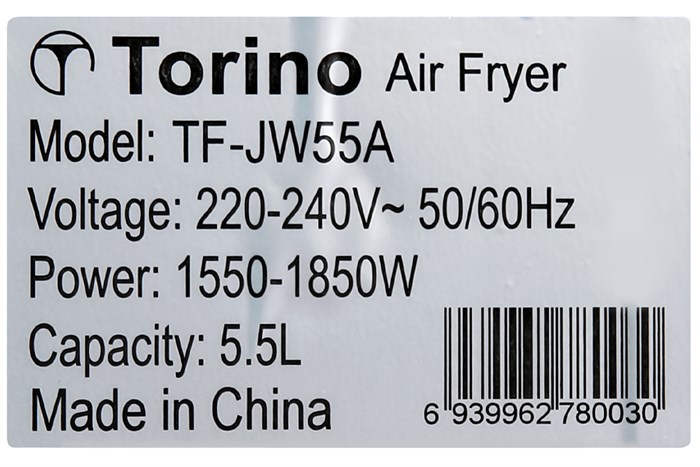Nồi chiên không dầu Torino TF-JW55A 5.5 lít Màu Đen