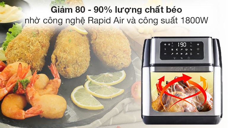 Công suất và công nghệ Rapid Air - Nồi chiên không dầu Kalite Q10 10 lít