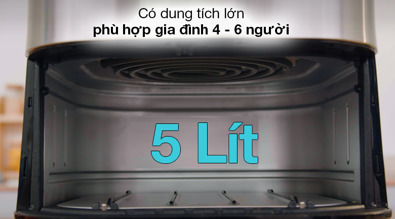 Nồi chiên không dầu Kalite Q5 5 lít - Thiết kế với dung tích 5 lít chiên nướng thuận tiện cho 4 - 6 người dùng