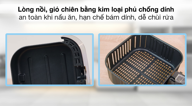 Nồi chiên không dầu Kalite Q5 5 lít - Lòng nồi và giỏ chiên