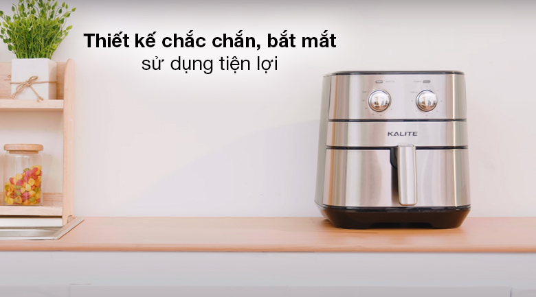 Nồi chiên không dầu Kalite Q5 5 lít - Kiểu dáng và màu sắc hiện đại, gọn đẹp, vỏ nhựa PP, inox 304