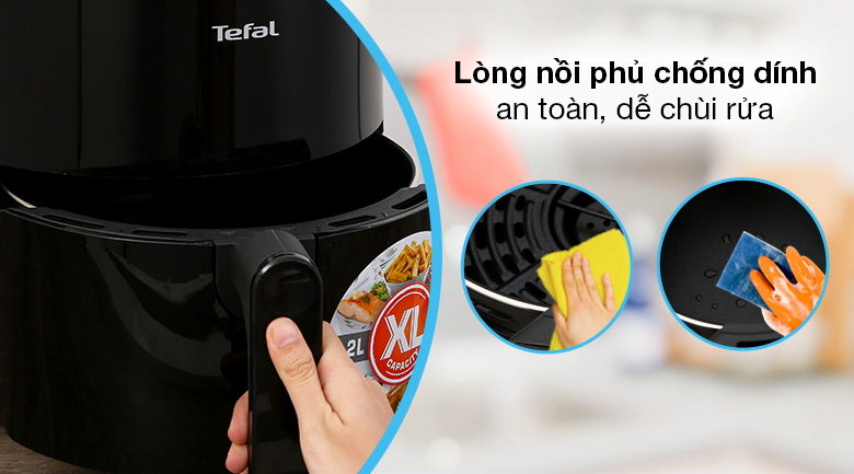 Nồi chiên không dầu Tefal EY201815 4.2 lít - Lòng nồi bằng thép không gỉ phủ chống dính