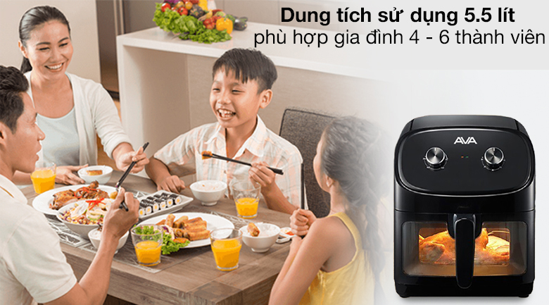 Nồi chiên không dầu AVA 55K07A - Dung tích sử dụng