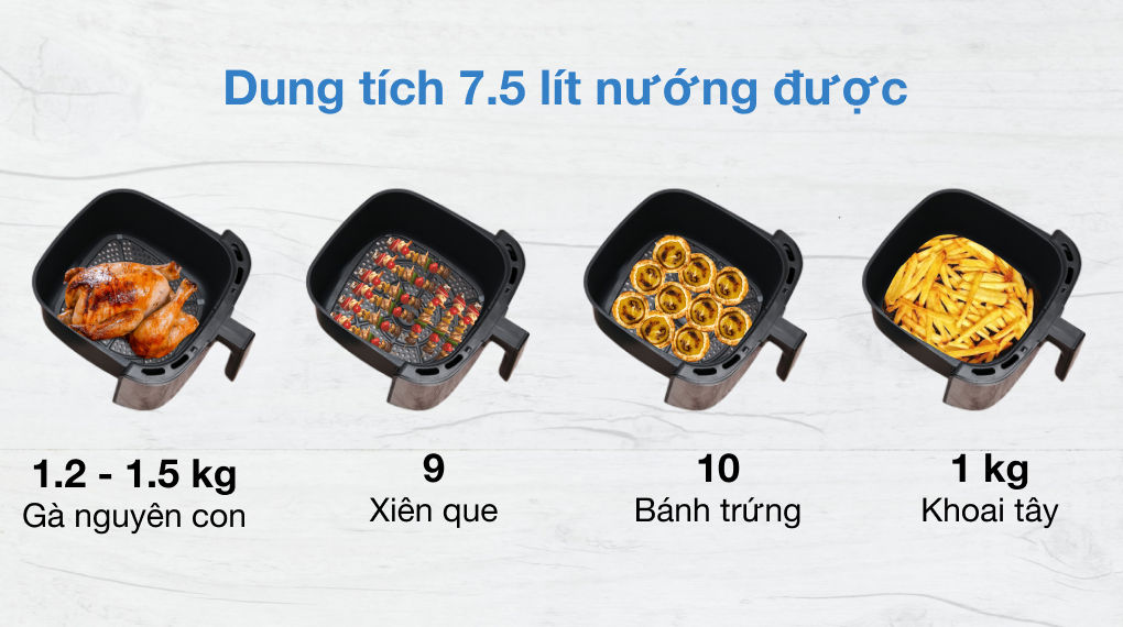 Nồi chiên không dầu Ava KDF-593D 7.5 lít