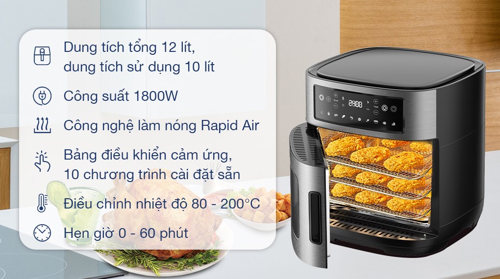 Lò chiên không dầu Kangaroo KG12AF1A 12 lít - 2