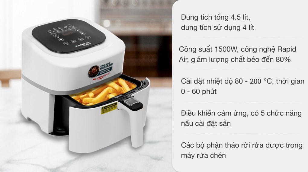 Nồi chiên không dầu Sunhouse Mama SHD4086W 4.5 lít