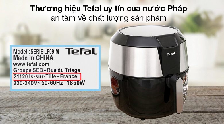 Nồi chiên không dầu Tefal EY701D15 5.6 lít - Yên tâm về chất lượng và thiết kế với thương hiệu nước Pháp danh tiếng - Tefal