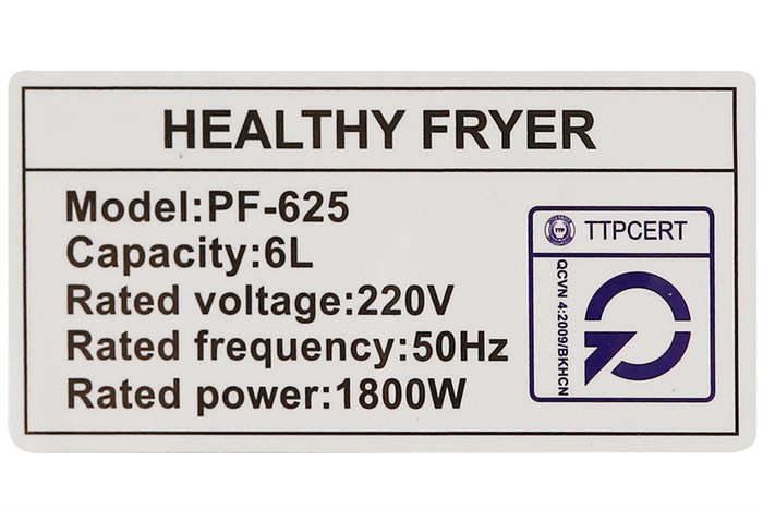 Nồi chiên không dầu Perfect PF-625 6 lít Màu Đen - Bạc