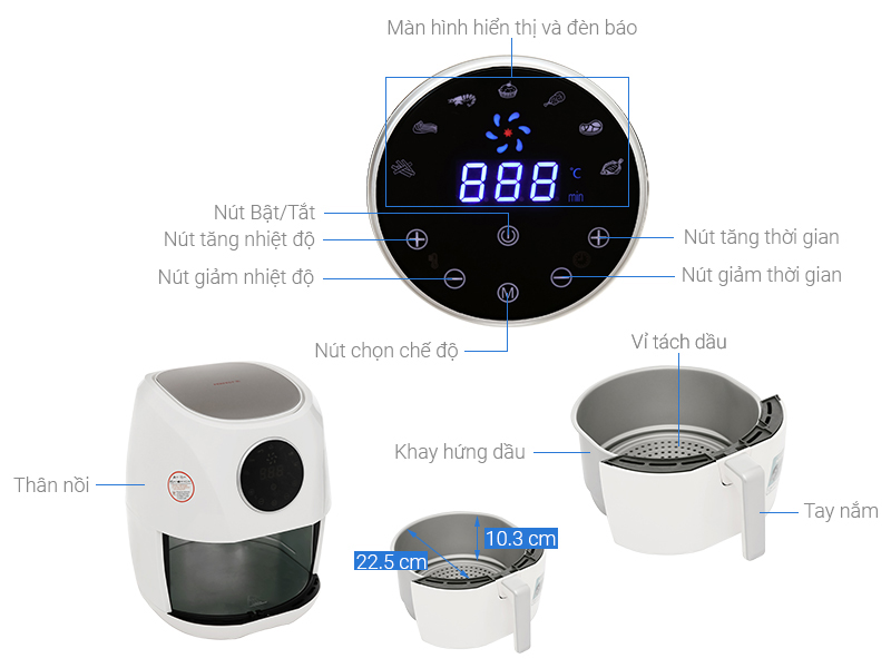 Nồi chiên không dầu Perfect PF-D88 5 lít