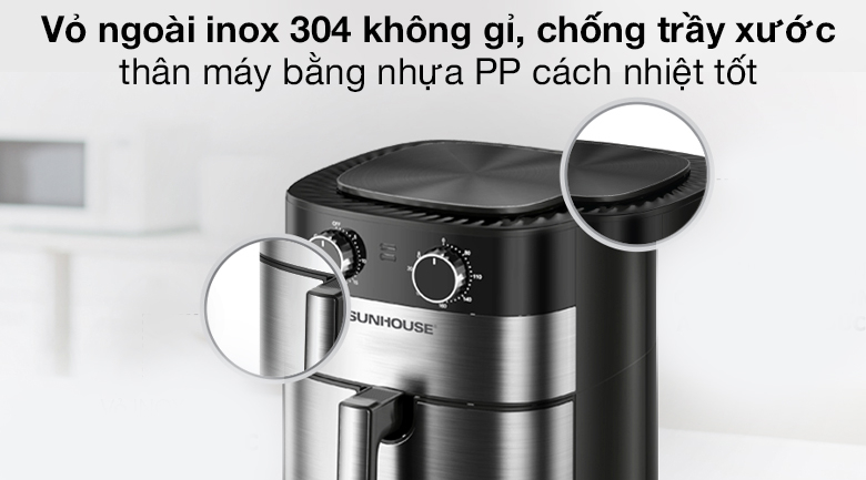 Nồi chiên không dầu Sunhouse SHD4026 6 lít - Vỏ ngoài