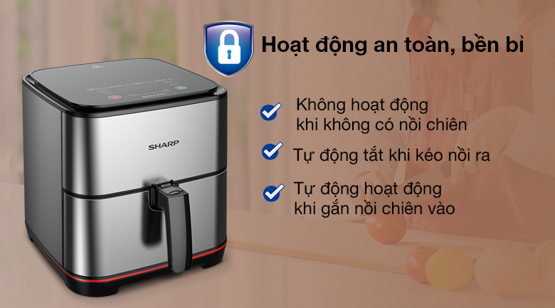 An toàn - Nồi chiên không dầu Sharp KF-AF70EV-ST 5.5 lít