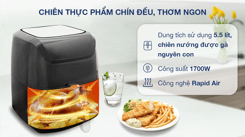 Nồi chiên không dầu Kangaroo 8 lít KG8AF1A - 5